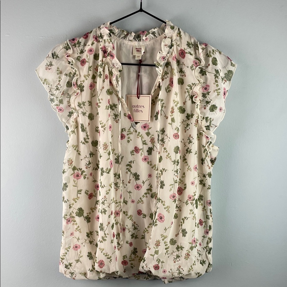 NWT Autres Filles Floral Ruffle Top Size S